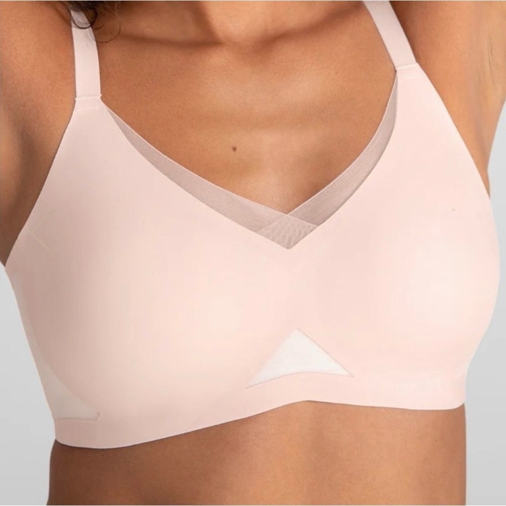 Honeylove Pink & White Wire Free CrossOver Bra 1X